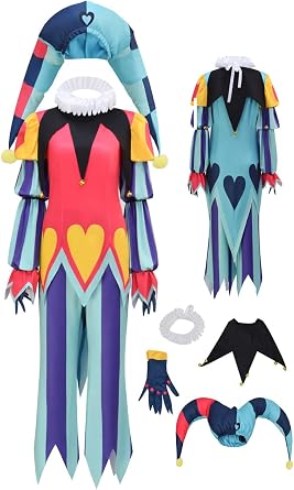 Adult Fizzarolli Costume Clown Uniform Cosplay Suit Boss Halloween Outfit Jester Top Pants with Hat