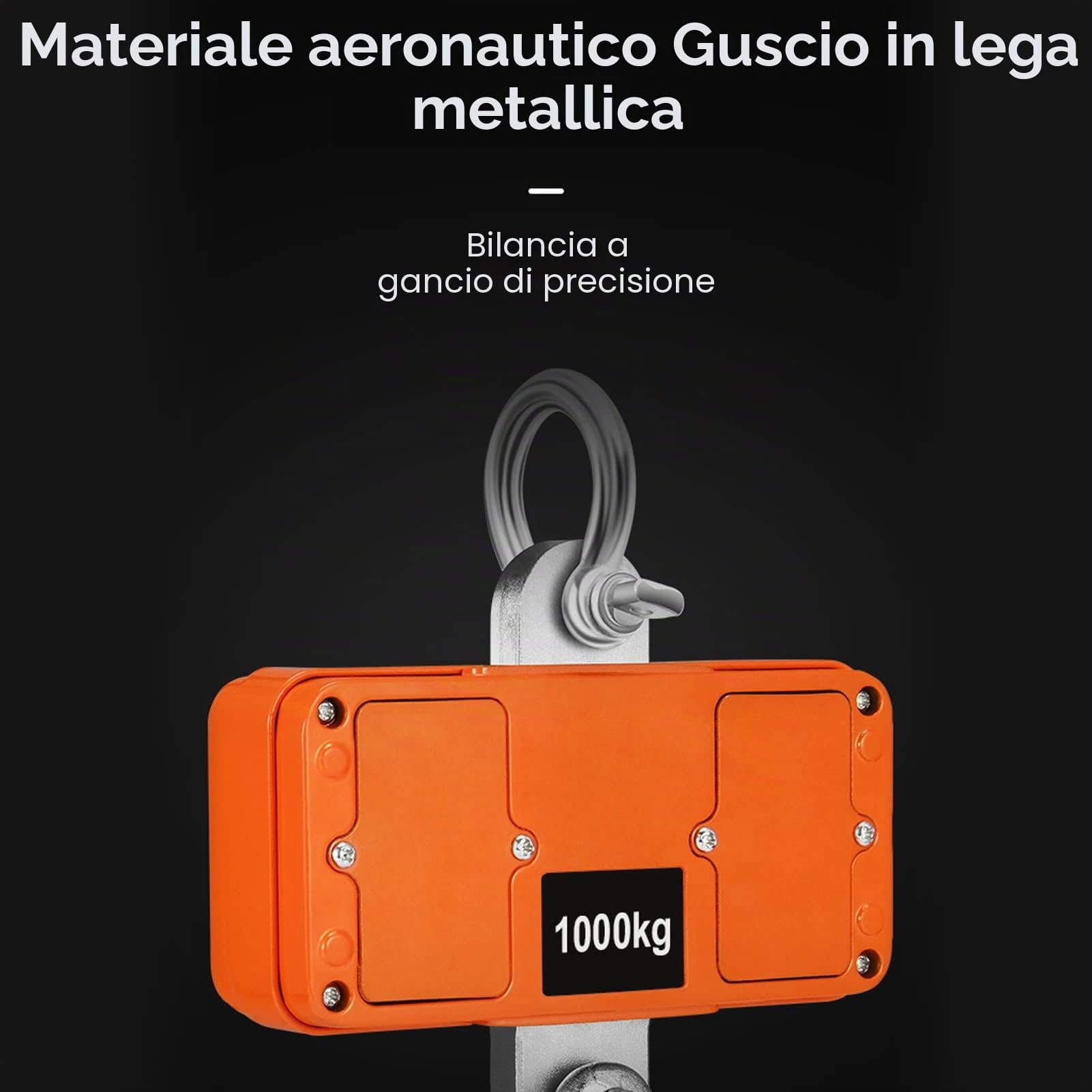 Bilancia Digitale per Gru, Bilancia Sospesa Industriale 1500 Kg 3000 Libbre, con Display a LED per Telecomando, Raggio di Controllo Remoto 20 M, per Misurare il peso(arancione)