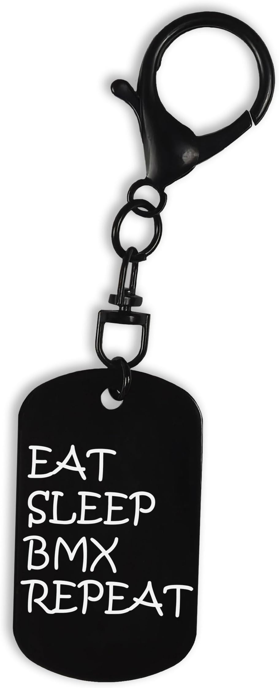 Eat Sleep BMX Repeat Bicycle Motocross, Keychain, Keyring Stainless Steel Engraved, Clasps, Clip