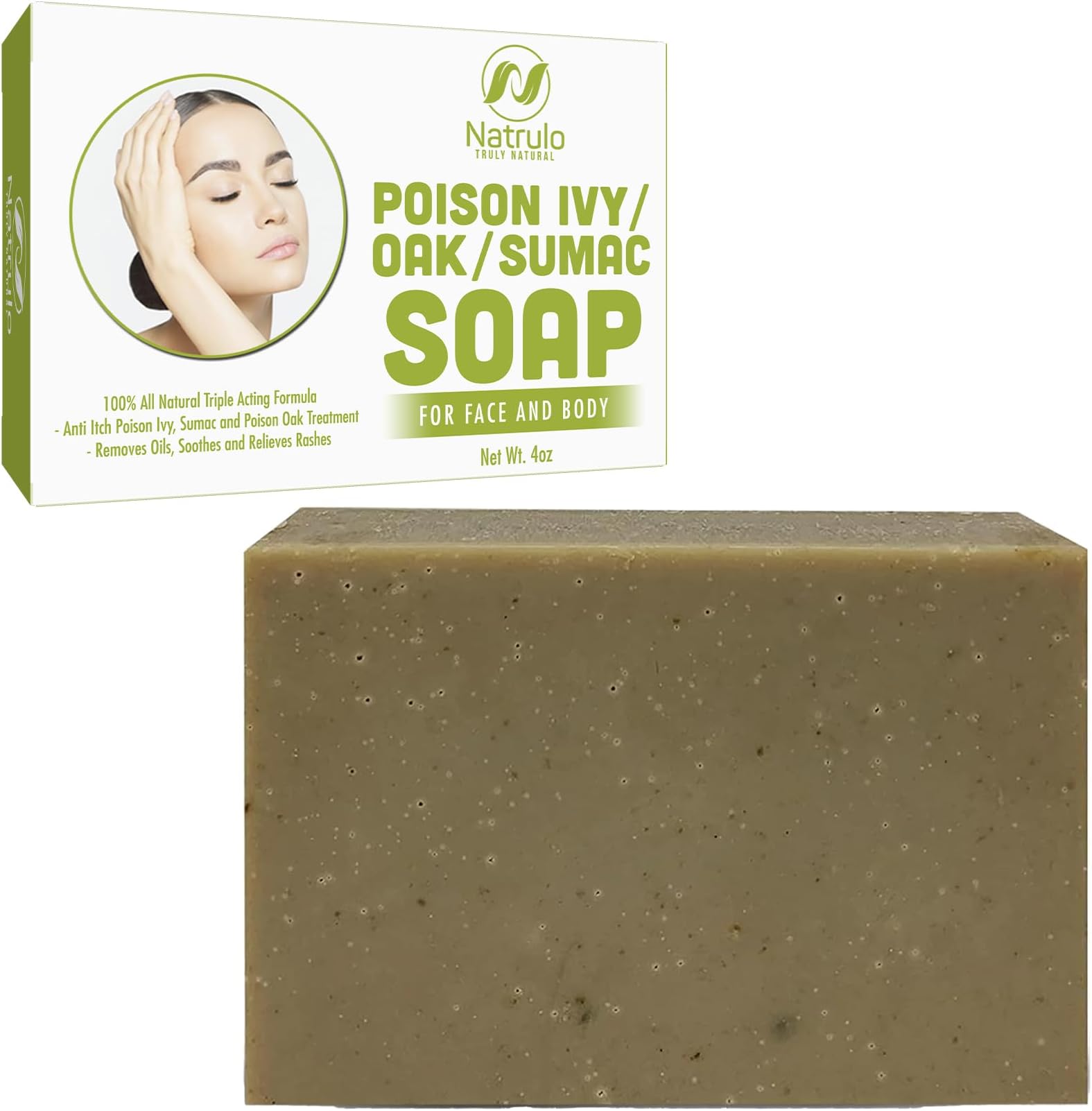 Poison Ivy Soap Bar - All Natural Poison Ivy Treatment - Anti-Itch Soap Skin Cleanser Bar for Poison Ivy, Poison Oak & Sumac - Removes Oils, Soothes & Relieves Rashes - 4 oz Bar Made in USA