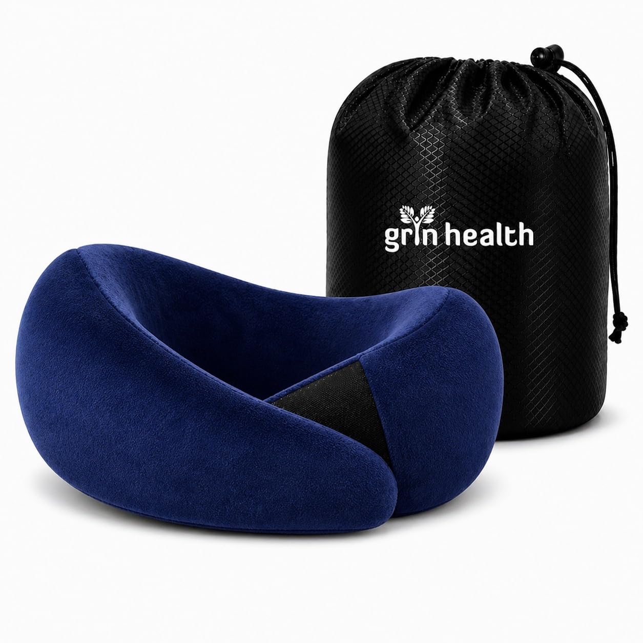 Grin Health Neck Pillow for Travelling, Memory Foam Travel Pillow with Adjustable Velcro | Chin & Side Stabilizer Ergonomic Neck Support Pillow for Flight, Car, Office & Home Use (O-Plus, Navy)-image-37
