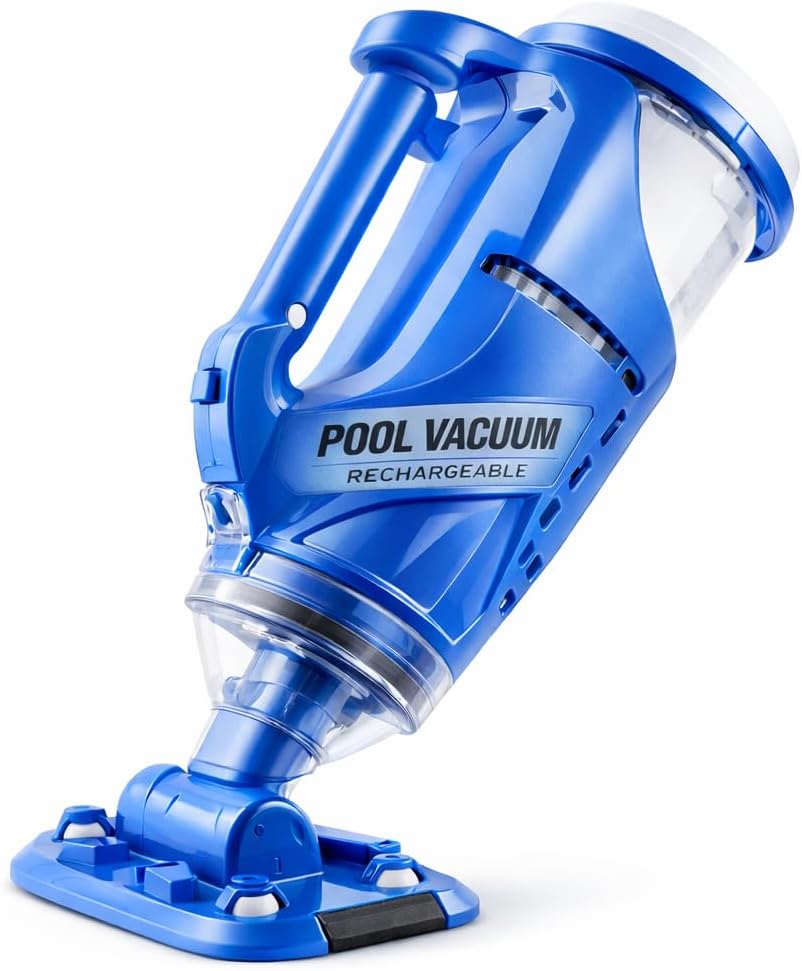 Rechargeable Cordless Pool & Spa Vacuum, 8 in Handheld Hoseless Pool Cleaner, 45 Min Runtime, Lightweight Design for In-Ground & Above-Ground Pools
