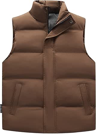 Men's Puffer Vest - Stand Collar Quilted Sleeveless Down Vest For Outdoor Running