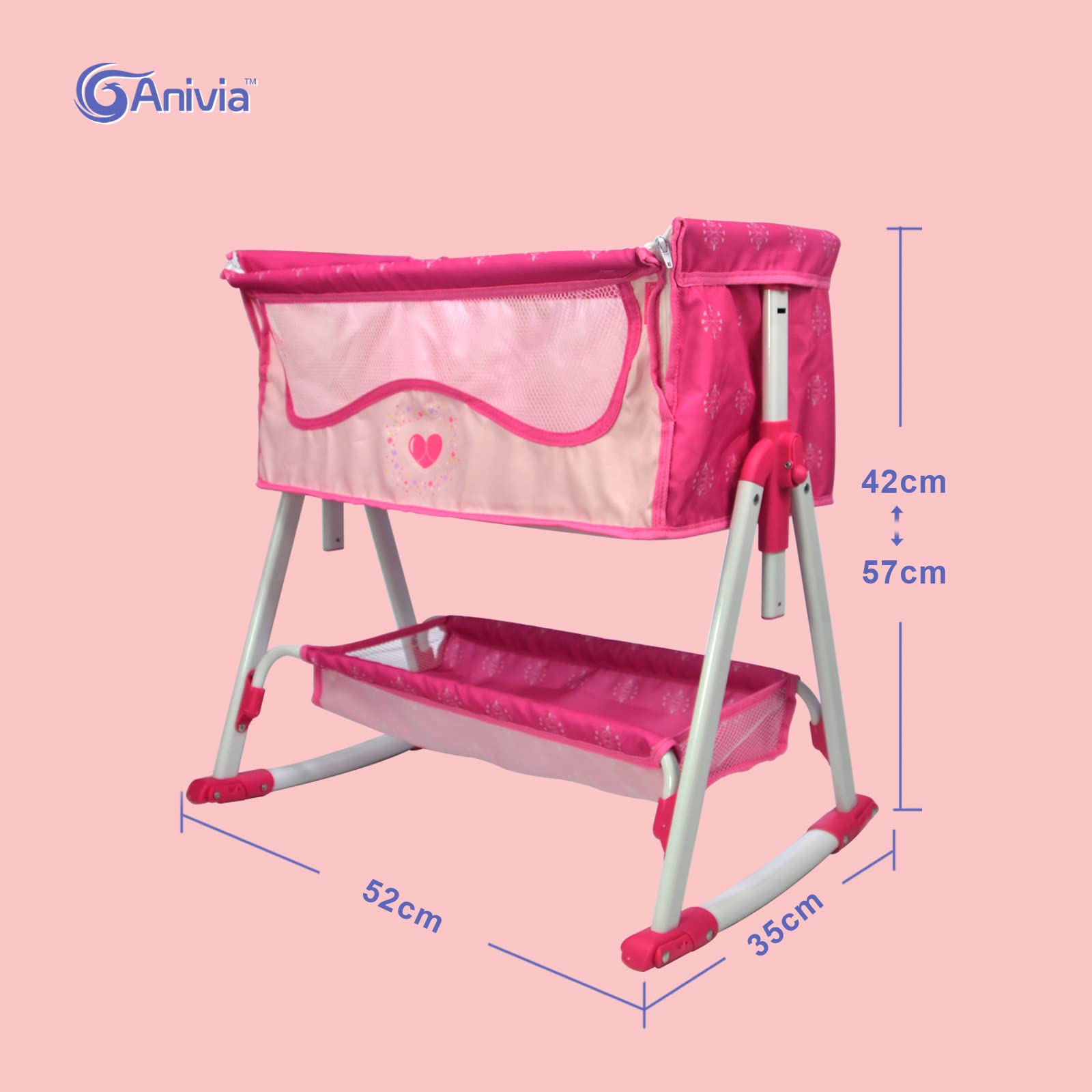 Anivia Letti per bambola 2 funzioni: letto e altalena, panno in tessuto per bambola 18 pollici - rosa