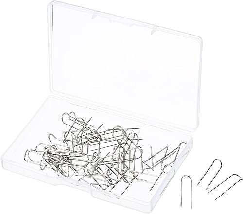 PATIKIL U-Pins, paquete de 100 pines de horquilla de bloqueo de aguja de acero para costura de tela artesanal, color plateado