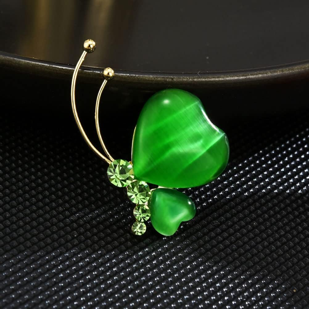 LUOZZY 2Pcs St. Patrick's Day Brooch Pin Butterfly Brooch Crystal Green Clover Leaf Pin Shamrock Lapel Pins Irish Jewelry Accessory