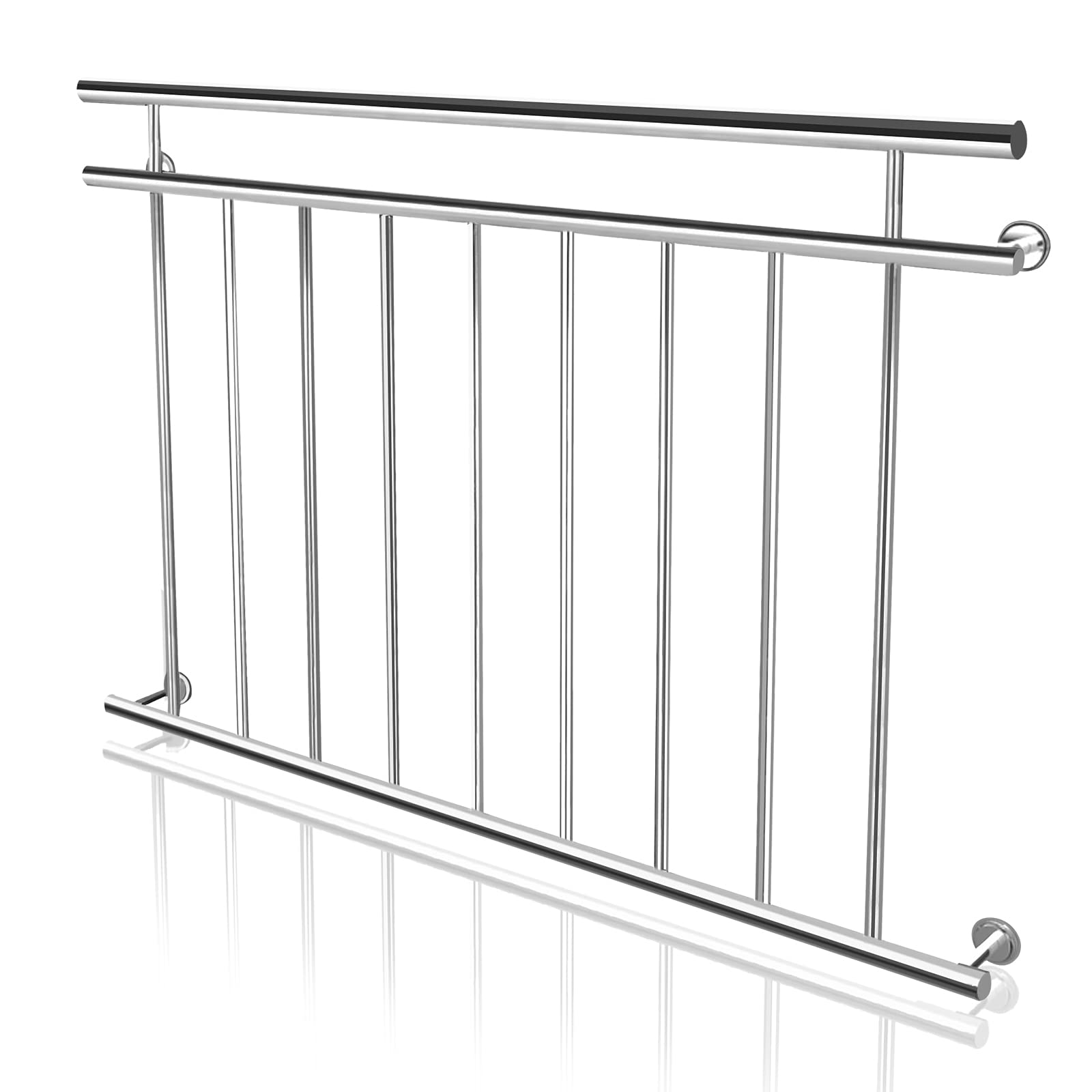 NAIZY Ringhiera del balcone alla francese Ringhiera del balcone in acciaio inossidabile Ringhiere alte 90 cm Ringhiera per terrazzo φ38mm Protezione balcone Griglia per balcone, 184cm di lunghezza
