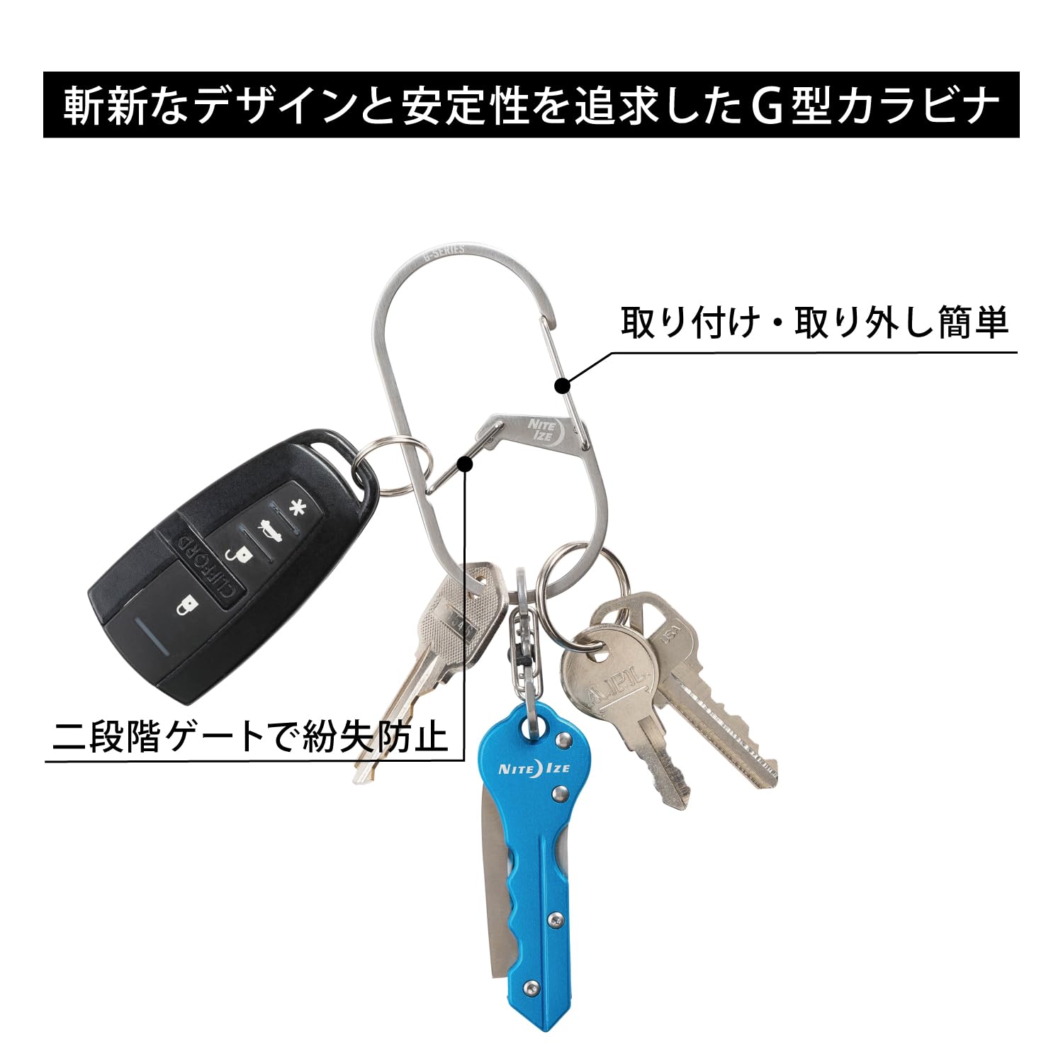 Amazon.co.jp: NITEIZE(ナイトアイズ)Gカラビナー #4 ステンレス