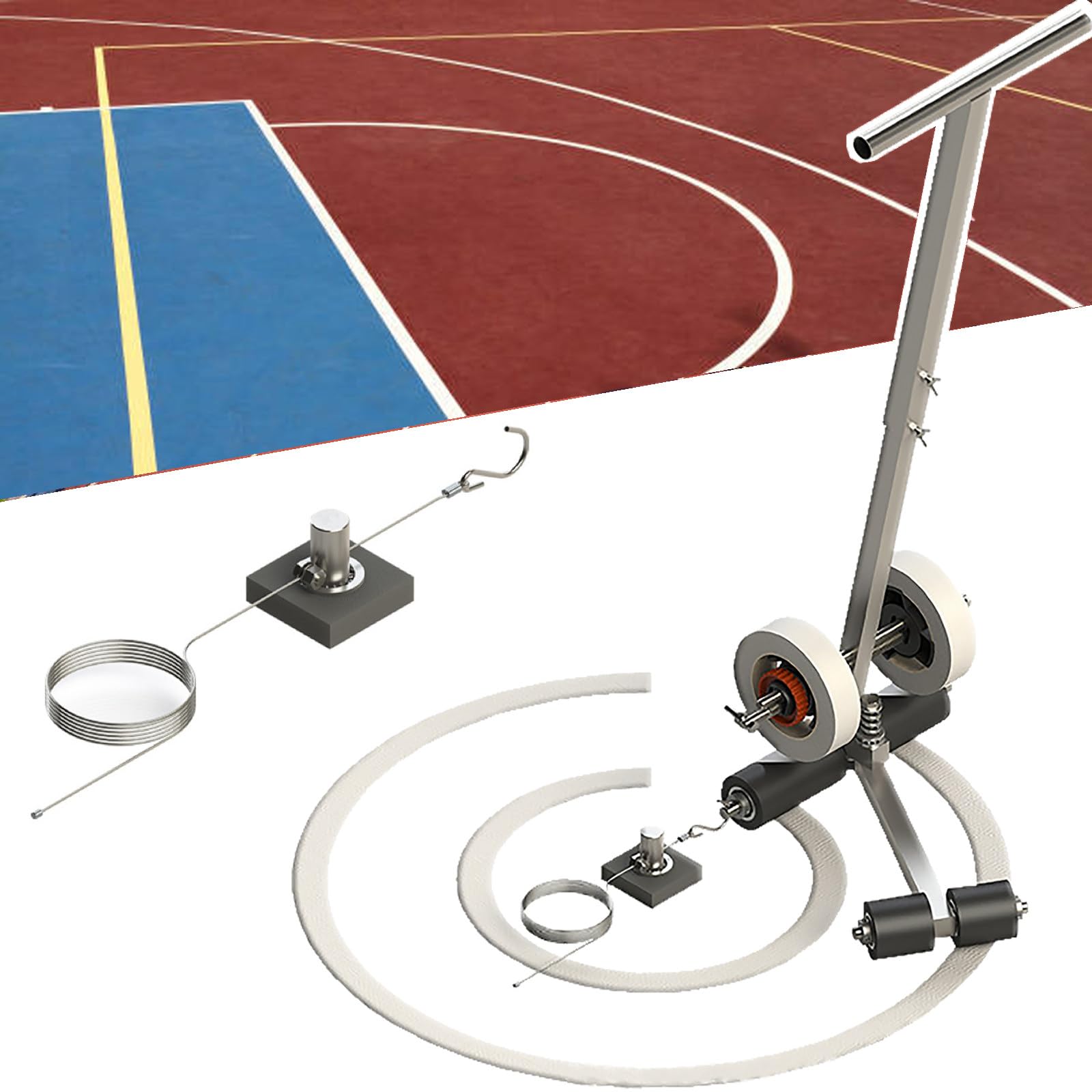 asdchZen Basketball Court Marking Kit With Line Tape Machine For Drawing Straight Lines, Circles, Curves On Courts, Parking Lots, Workshops,