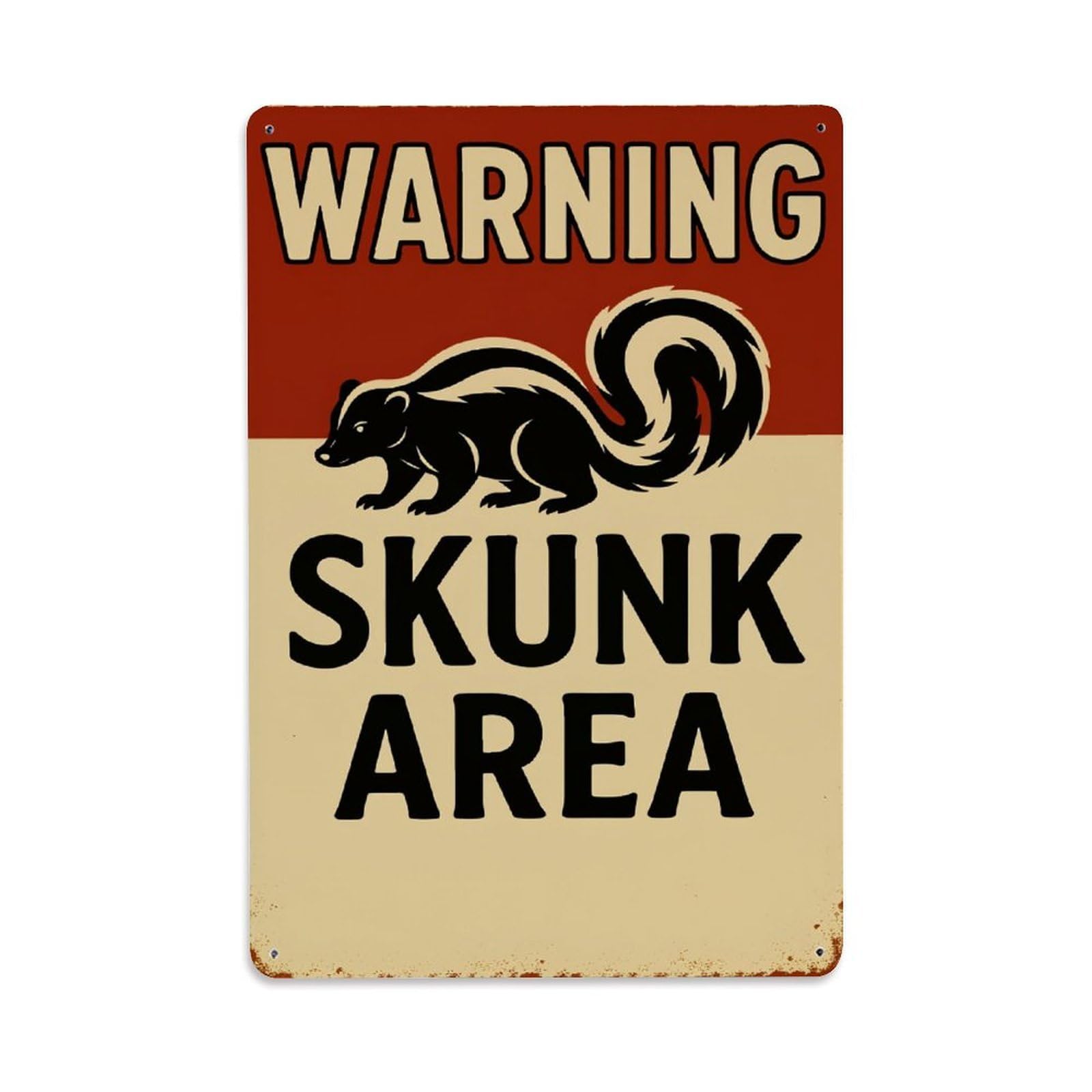 Ageksten Vintage Warning Skunk Area Sign With Animal Graphic Tin Sign Retro Metal Sign For Cafe Bar Pub Home Game Room Gym Club Wall Decoration Metal Poster 8X12 Inch