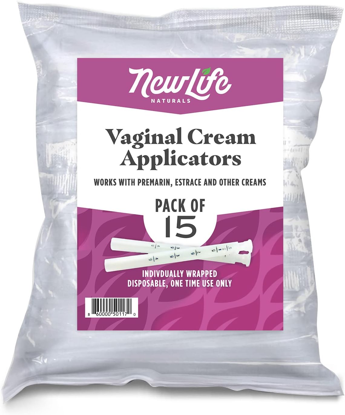 Disposable Plastic Vaginal Cream Applicators Hygienic Threaded Injector Applicator Preseed Estrace Premarin OTC Cream Products Dosage Markings- 15 Pack