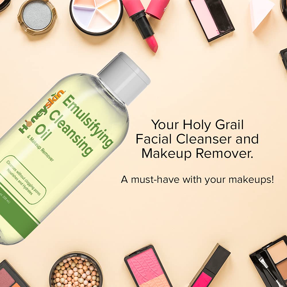 Emulsifying Facial Cleansing Oil and Makeup Remover Oil - Hydrating Facial Cleanser - Deep Pore Cleanser - Gentle Cleansing Oil For Face - Organic Skin Moisturizer with Aloe Vera and Olive Oil (4oz) : Beauty