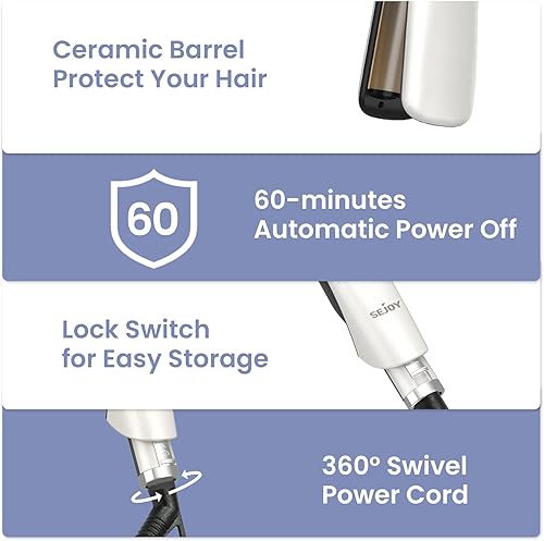 Miniatura 5 de Sejoy Rizador de pelo de 1.102 in, rizador de cabello de 2 barriles, ondas de playa, calentamiento rápido y 3 ajustes de temperatura, apagado
