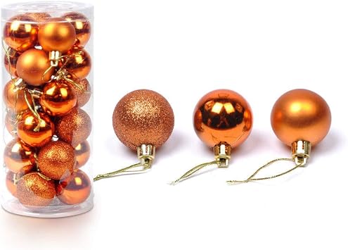 Christmas Ball Ornaments Shatterproof Decorations Glitter Tree Balls for Home Decoration Orange,10cm, 10Pcs