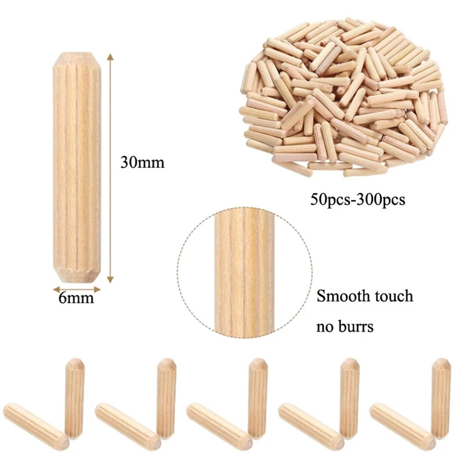 100/50 Stück Holzdübel for Schrankschublade, rund, geriffelt, Holz, Basteldübel, Stangen, Möbelbeschlag FüR Diy, Modellbau Und Heimwerker(Log color 1x10cm,50pcs)