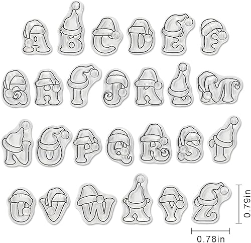 Miniatura 2 de Sellos transparentes del alfabeto de Navidad para hacer tarjetas y decoraciones de álbum de fotos, letras de sombrero de Navidad, sellos de goma de