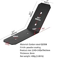 Vista 2 de 4 soportes angulares de 45 grados para postes nominales de 4 x 4, pérgola y conector de madera de glorieta, calibre 11