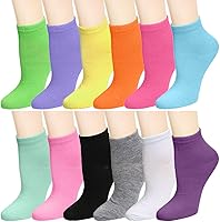 Falari 12 Pairs Women's Colorful Ankle Socks - Lightweight ComfortSoft Athletic Socks for Sports & Casual Wear