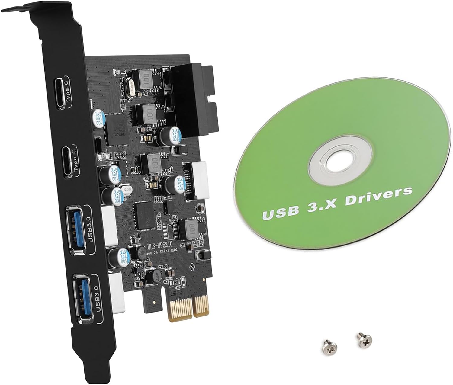 5Gbps PCI Express to Type C USB-A Type-E 19-PIN Expansion Card 6-Ports USB PCIe Card