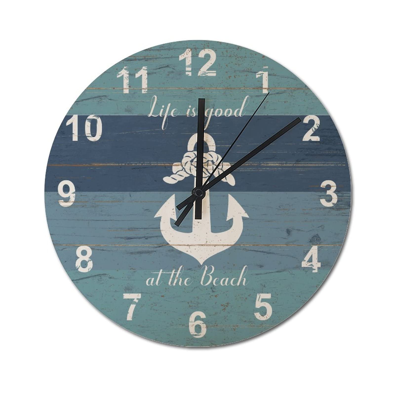 Horloge sans tic-tac motif nautique en bois pour retrouver le calme