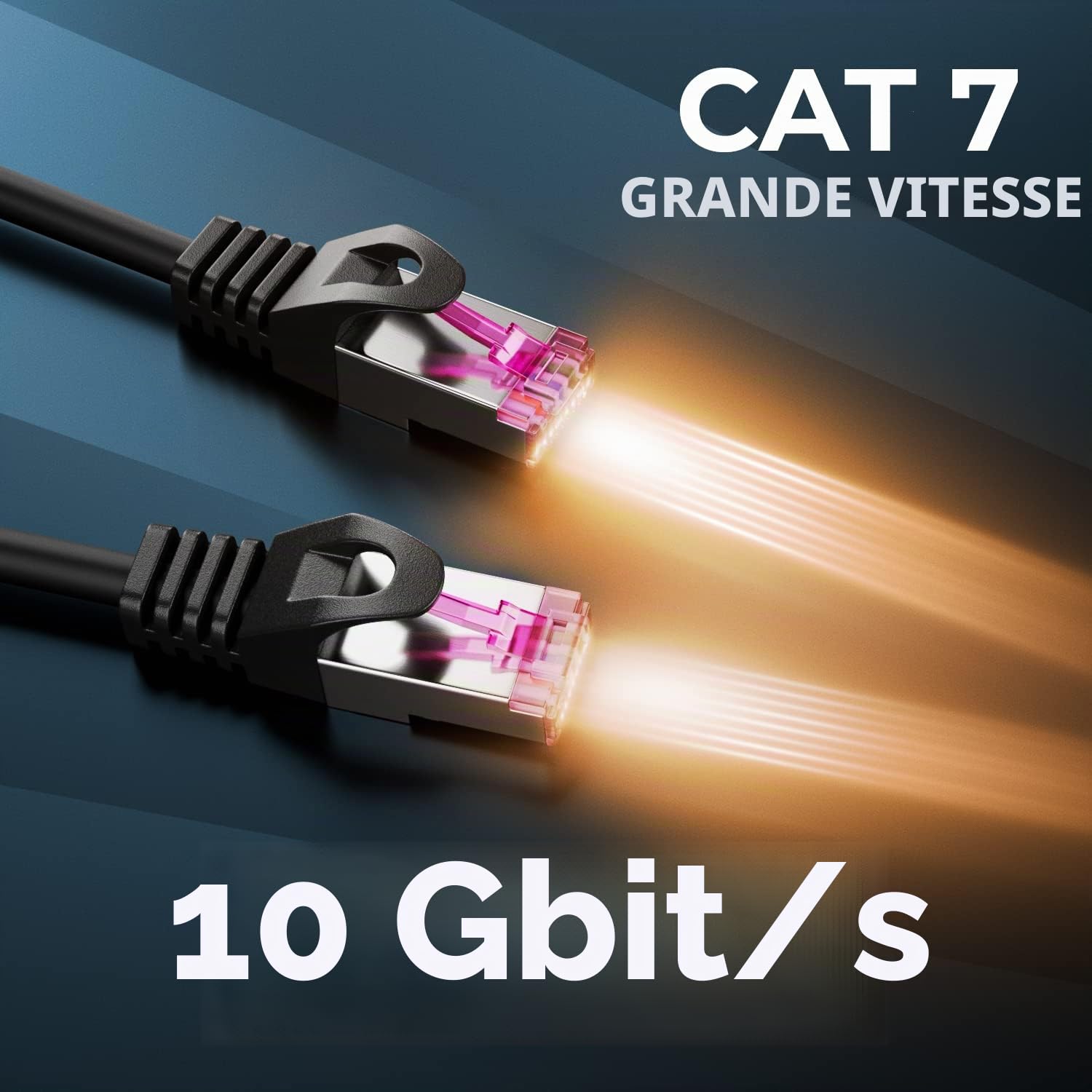 deleyCON 40m CAT7 Outdoor Câble Réseau pour Extérieur (10 Gbit/s, S/FTP Blindage, Cuivre) RJ45 Connecteur Ethernet LAN Câble Patch - Résistant Intempéries - pour Caméras, PoE, Camping etc.