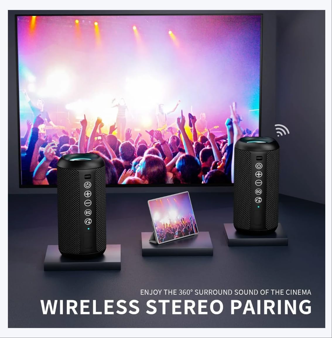 Osmo Boom Buddy Cassa Bluetooth, Altoparlante Wireless 24W Bluetooth 5.3 | Suono Stereo Potente con Bassi Profondi, Lunga Autonomia, Connessione Stabile e Doppio Accoppiamento per Casa e Outdoor