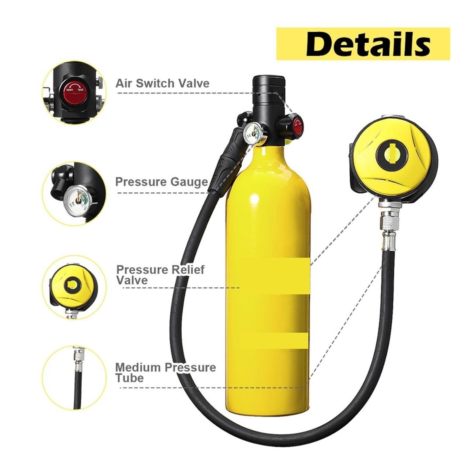 Bombola Subacquea Mini 1L Con Pompa A Mano - Attrezzatura Per Snorkeling E Immersioni - Foto 4