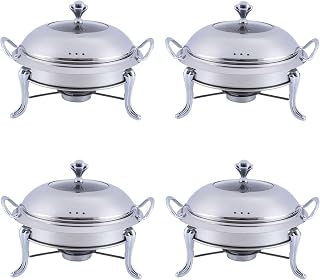 Stainless Steel Chafing Dish Set,4 Pack Full Size Catering Buffet Warming Container with Food Pan and Fuel Holder,for Restaurant Parties Weddings Picnics (C)