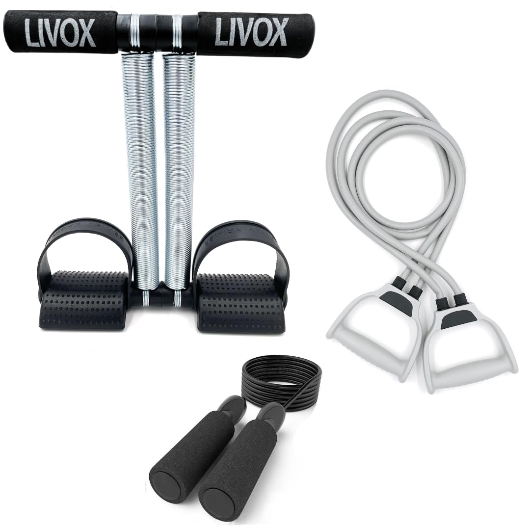 LIVOX Heavy Plastic Double Spring Tummy Trimmer with Toning Tube and Skipping Rope Combo Gym Equipment for Home Workout Set (Multicolour) (B09NW3TWPW) Amazon Price History, Amazon Price Tracker