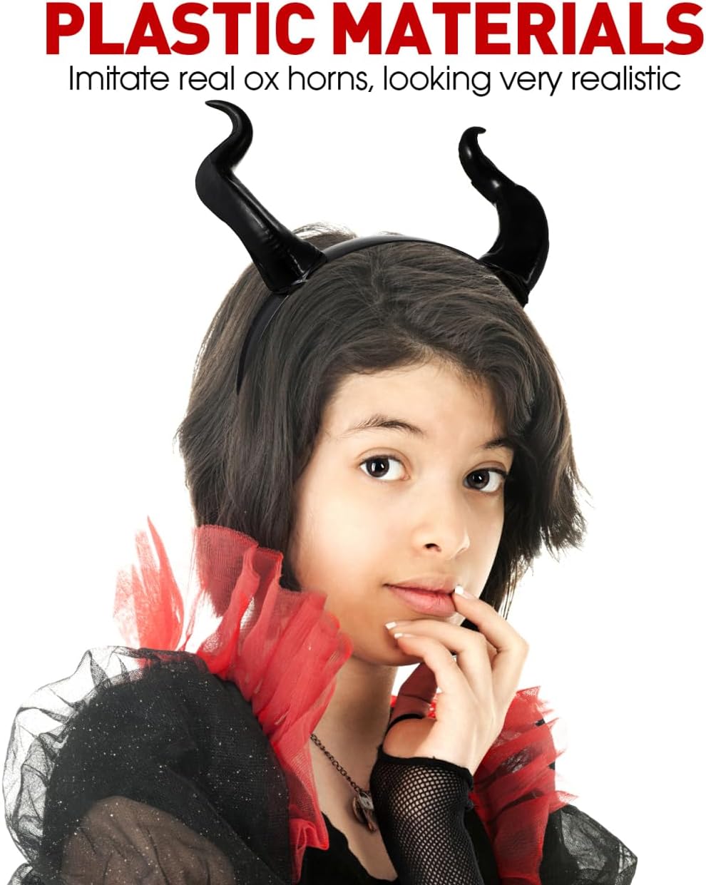 Black Horn Headband Devil Horns Hair Accessories Gothic Halloween Cosplay Party Headpiece 7.87 Inch Ox Horn Hairband for Costume Dress up - Image 6