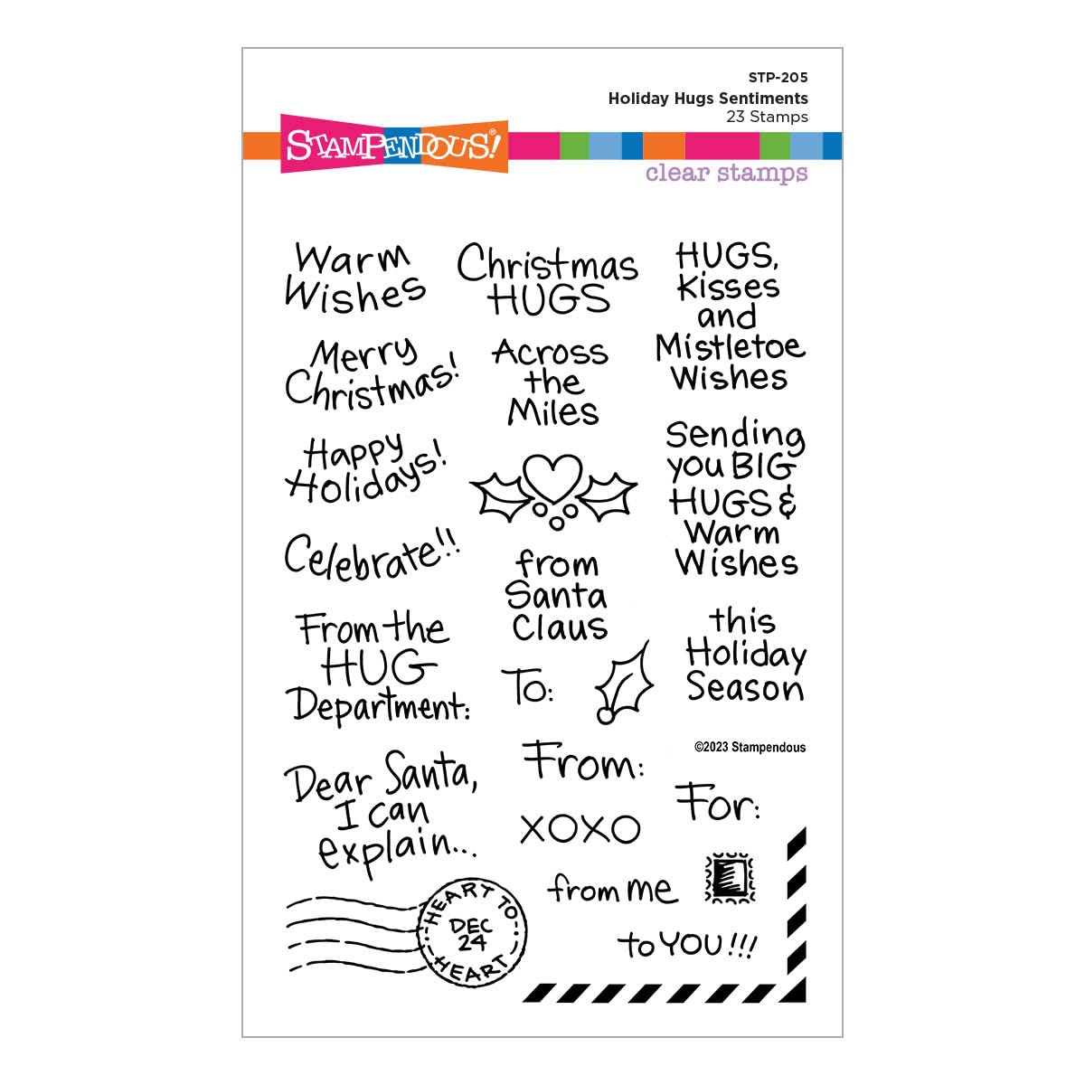 Spellbinders Holiday Hugs Sentiments Clear Stamp Set