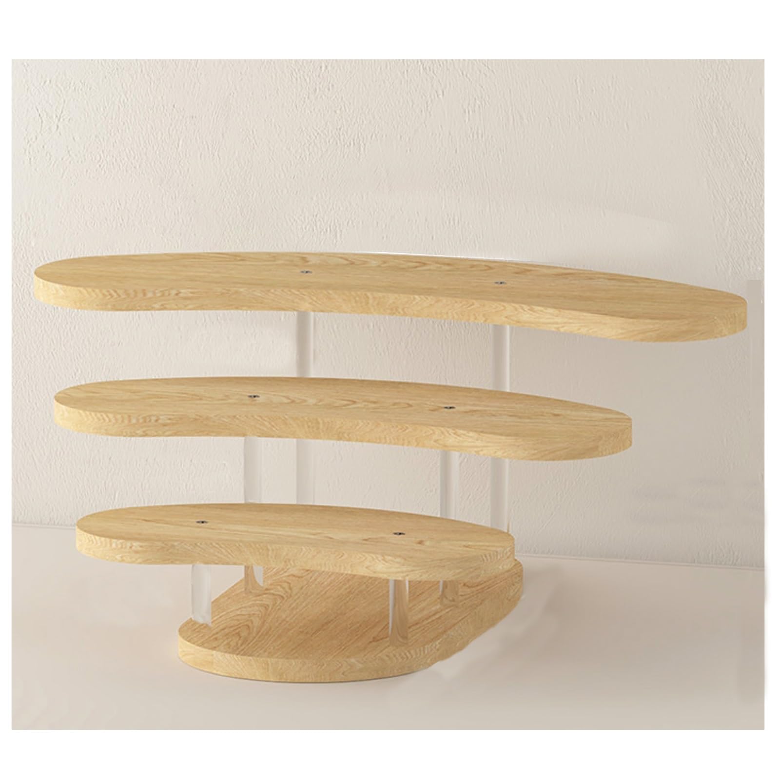 Expositor Curvo de Tres Capas para Perfumes, Estanterias Almacenaje de Joyas, con Soporte de Acrílico, Ideal para Exhibir Perfumes(Beige)