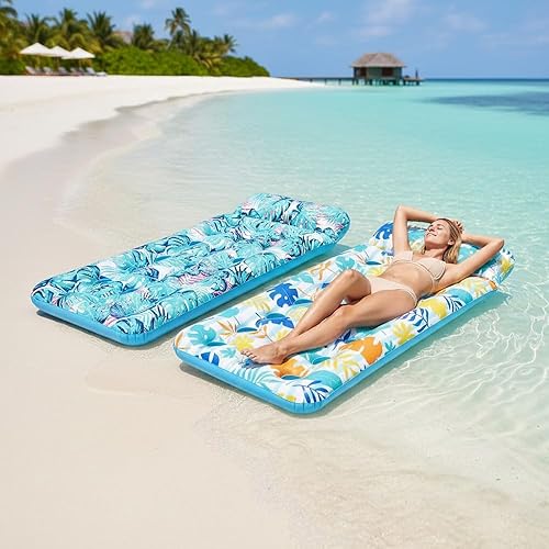Miniatura 9 de Paquete de 2 tapetes inflables para piscina, tumbona, juguetes de natación multiusos para fiesta en la piscina, playa de verano, al aire libre,