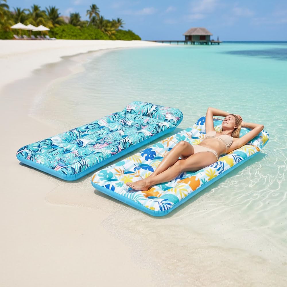 Paquete de 2 flotadores inflables para piscina, tumbona, flotadores multiusos para piscina, juguetes para fiestas en la piscina, playa de verano, al aire libre, flotadores gigantes para piscina tamaño