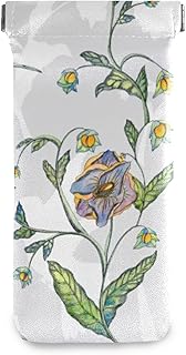 susiyo Flowers and Hummingbird Glasses Case Portable Microfiber PU Leather Soft Sunglasses Bag Eyeglasses Pouch Holder Squeeze Top for Women Men