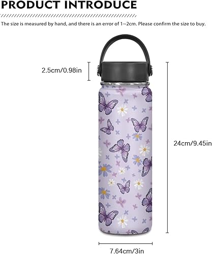 Miniatura 84 de Flashideas Blue Butterfly - Botellas de agua de acero inoxidable aisladas al vacío, a prueba de fugas, ligeras, mantienen el frío y el calor, ideal