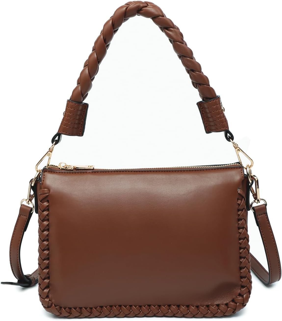 Judith Whipstitch Shoulder Bag for Women Vegan Leather Crossbody Purse Ladies Hobo Handbag with 2 Straps