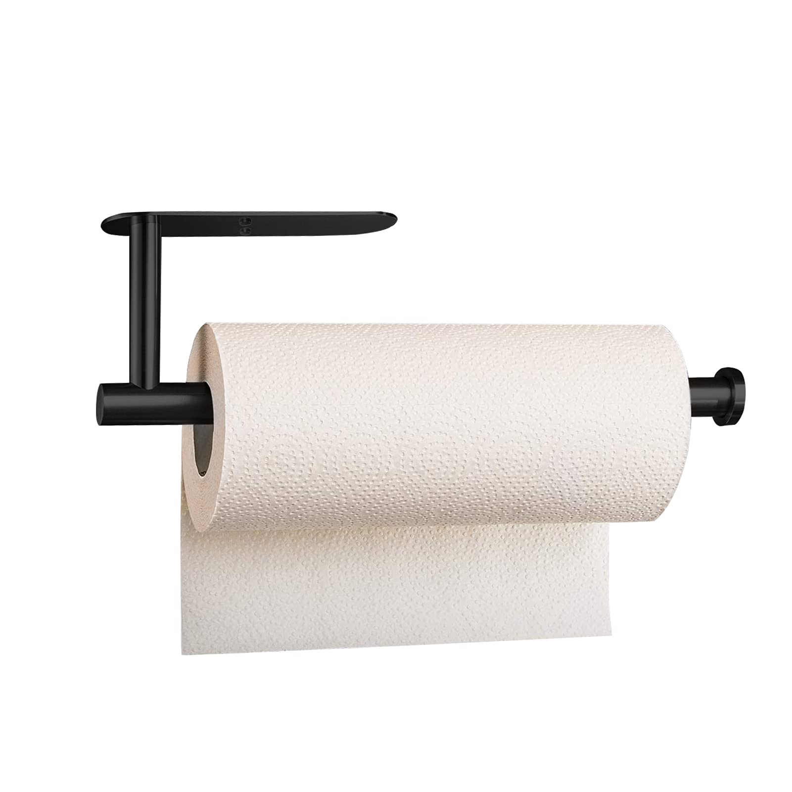 Paper Towel Holder Under Cabinet-Matt Black Self Adhesive Paper Towel Holder for Bathroom Countertop Organizer Horizontal or Vertical Wall Mounted for Kitchen Accessories