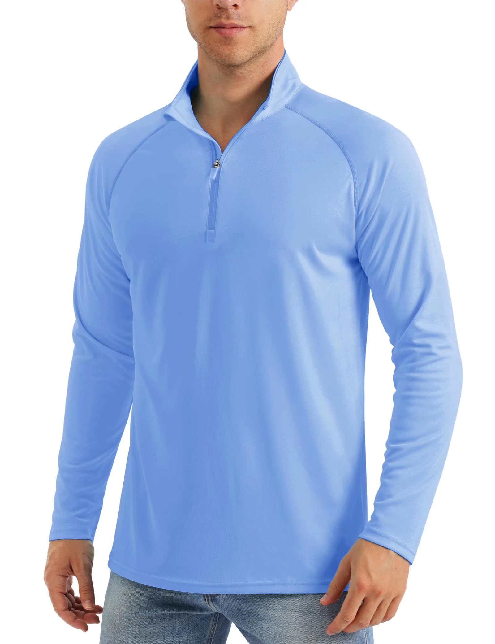 MAGCOMSEN Men's Long Sleeve Sun Shirts UPF 50+ Tees 1/4 Zip Up Fishing Running Rash Guard T-Shirts Outdoor Shirt