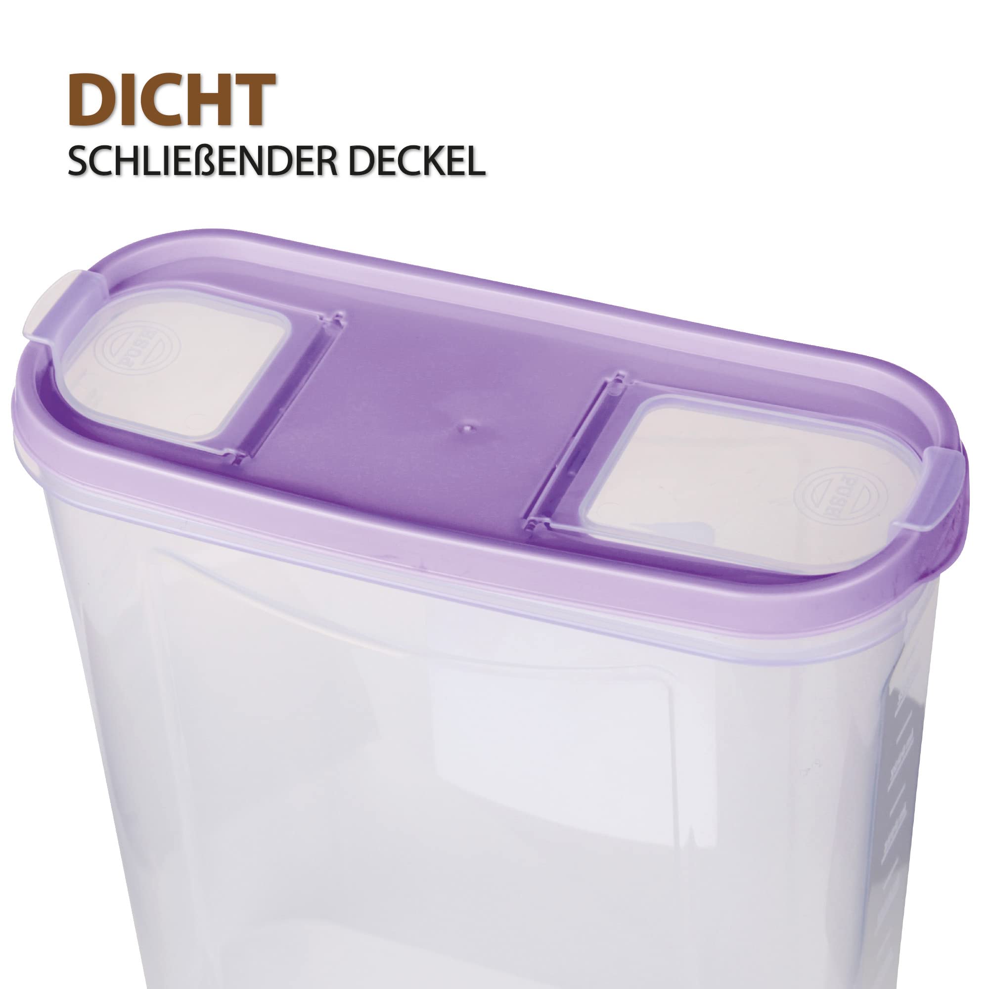 Bestlivings Vorratsdosen mit Deckel 4,5 Liter (8er Pack/Lila), Luftdicht Schüttdose BPA frei, Vorratsbehälter Set - Frischhaltedosen Klappdeckel