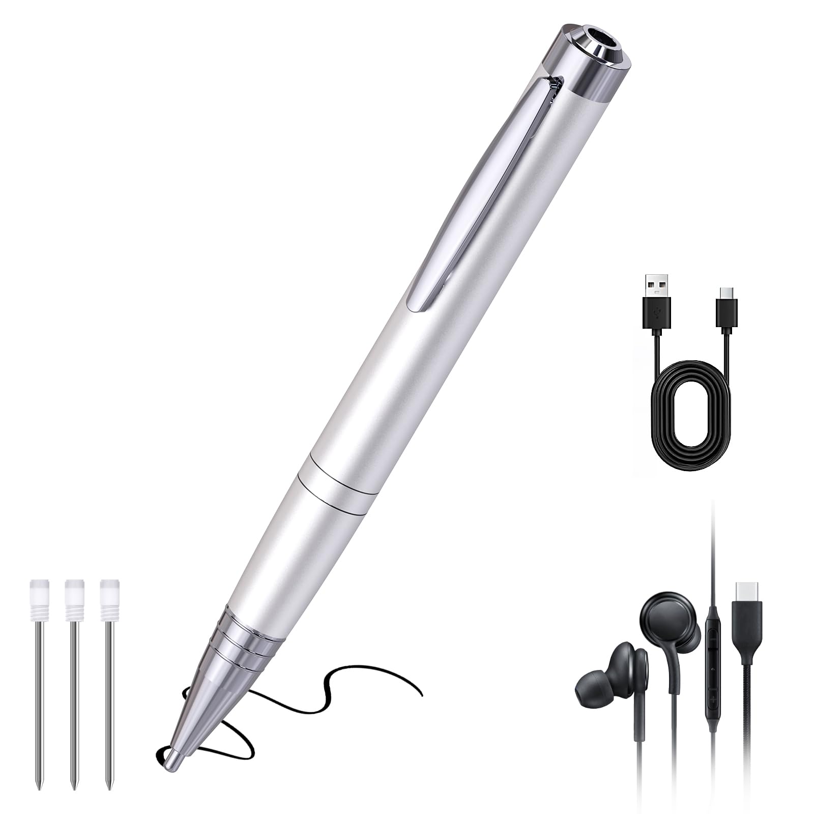 JUSTSTONE Digital Voice Recorder 100 GB, 1600 Stunden Aufnahmekapazität, 360° Surround-Aufnahme, One-Touch Aufnahme, Sprachaktivierung,AI Geräuschunterdrückung, Ideal für Klassenzimmer und Meetings