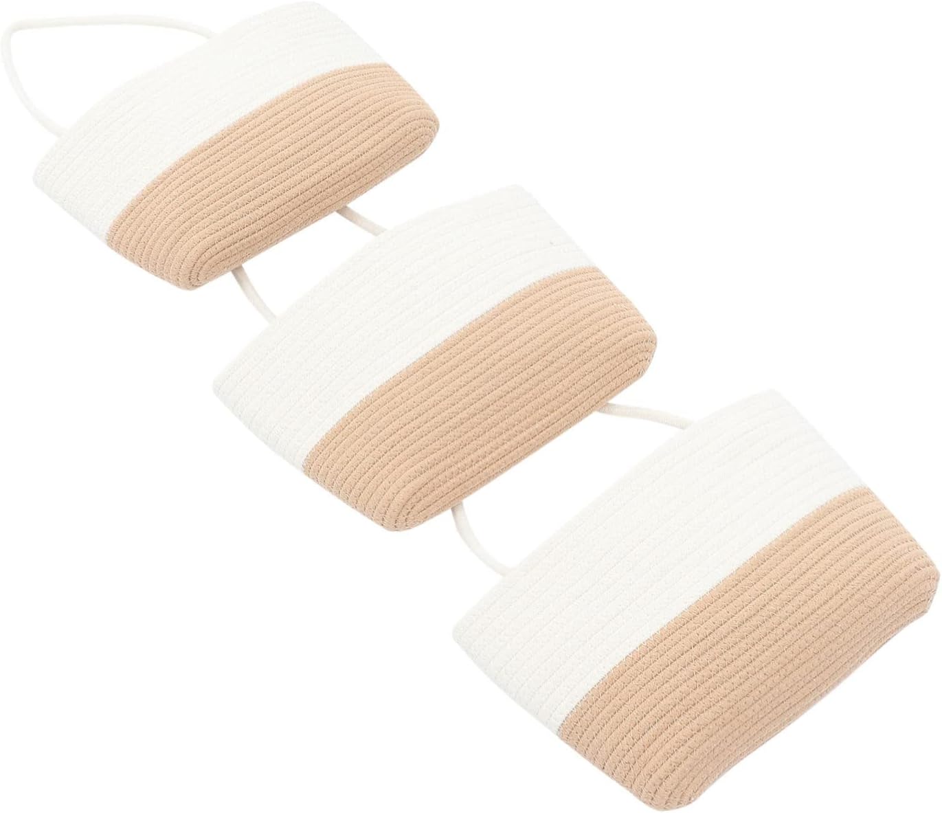 Cabilock Woven Hanging Storage Basket Creative Three Layered Cotton Rope Design for Eggs Fruits and Vegetables Wall Mounted Organizer for Home Decor and Kitchen Storage