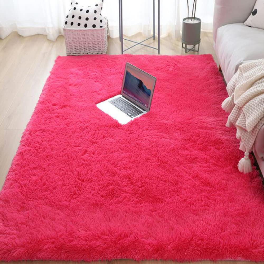 Tapis de salon rose rouge 100x200 cm pour protéger les pieds du sol froid avec confort
