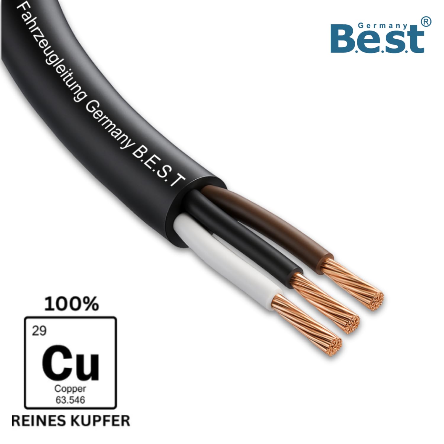 Autokabel KFZ Kabel 3x1,50 mm² 25m rund | Rundkabel Fahrzeugleitung 3-Polig | Stromkabel für Auto, Anhänger, Wohnmobil, Boot | Anhängerkabel elektrisches Kabel bis zu 60V vielseitig einsetzbar