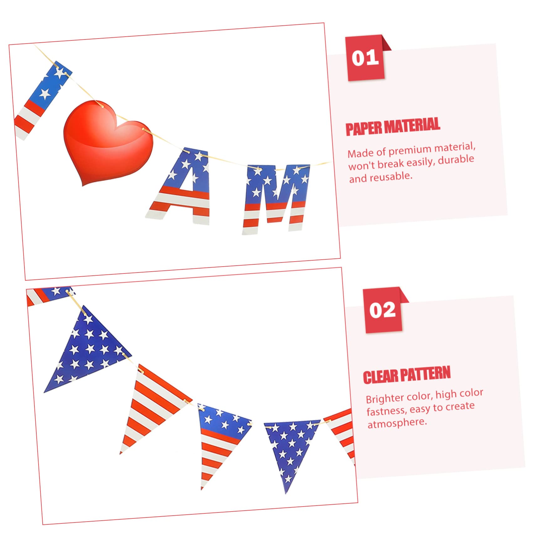 4juegos Banderín De Decoración De Día De Guirnalda De Triángulos Adorno Americano Prop Para y Momentos