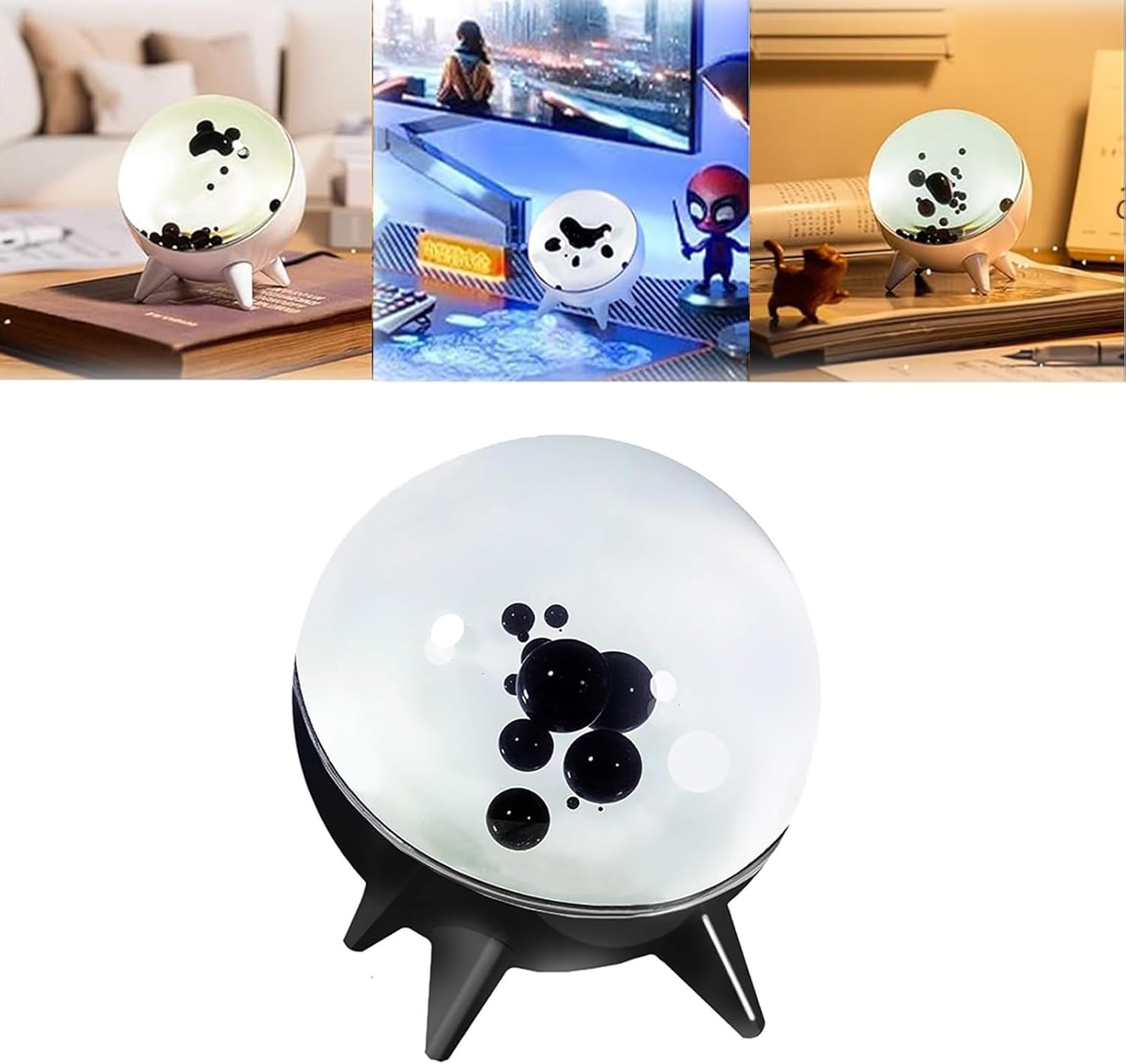 Magnetic Liquid Music Rhythm Light,Dancing Music Mate Partner, Magnetic Liquid Changes with Sound,Home Office Desktop Decoration (Black)
