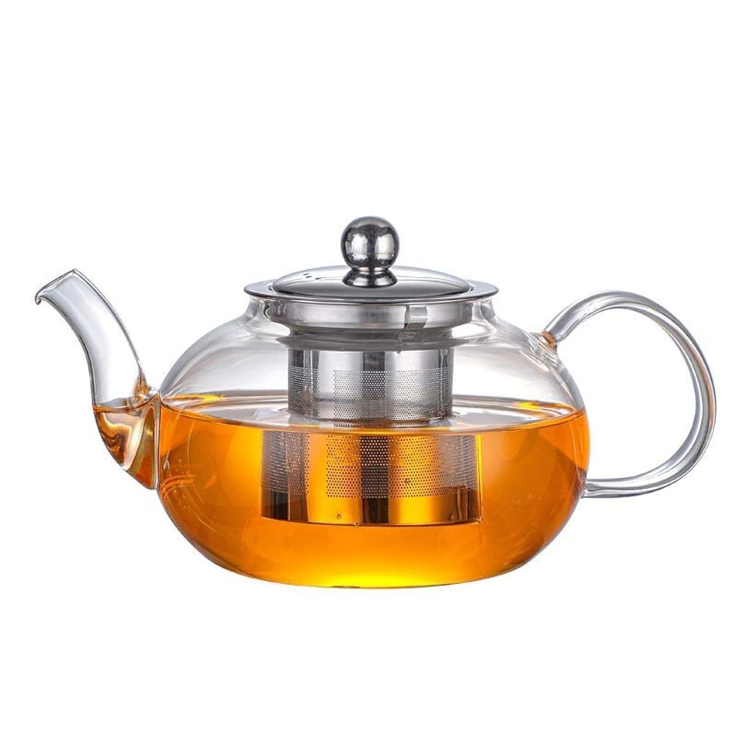 KAHAAN Glass Teapot, 1000ml Glass Teapot with Infuser for Loose Tea, with Stainless Steel Strainer for Loose Tea for 4-6 Cups - Clear.