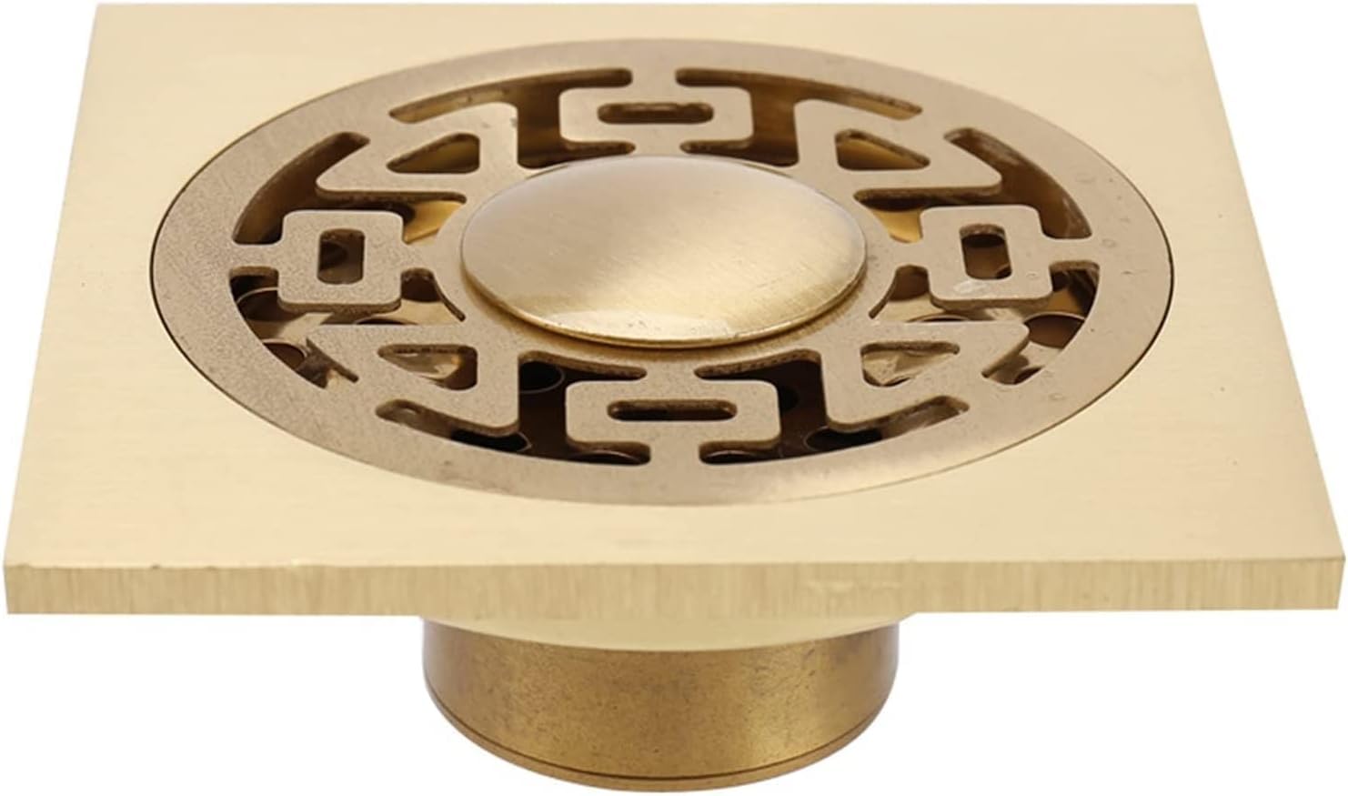 GLJTUO Shower Floor Drain Bathroom Tile Insert Floor Drai Brass with Removable Cover Grid Grate,Square Floor Drainer with Hair Strainer for Kitchen Washroom Garage and Basement,