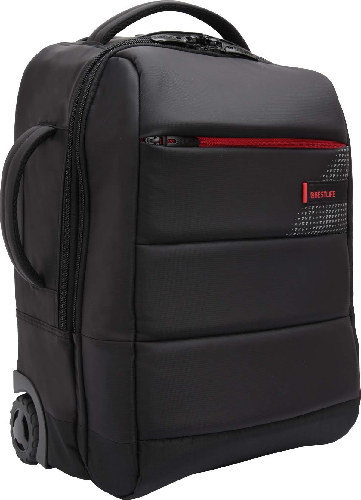 BestlifeTrolley-Backpack For 15.6″ Notebook Roller Case, 43 cm, 29 Liters, Black and Red
