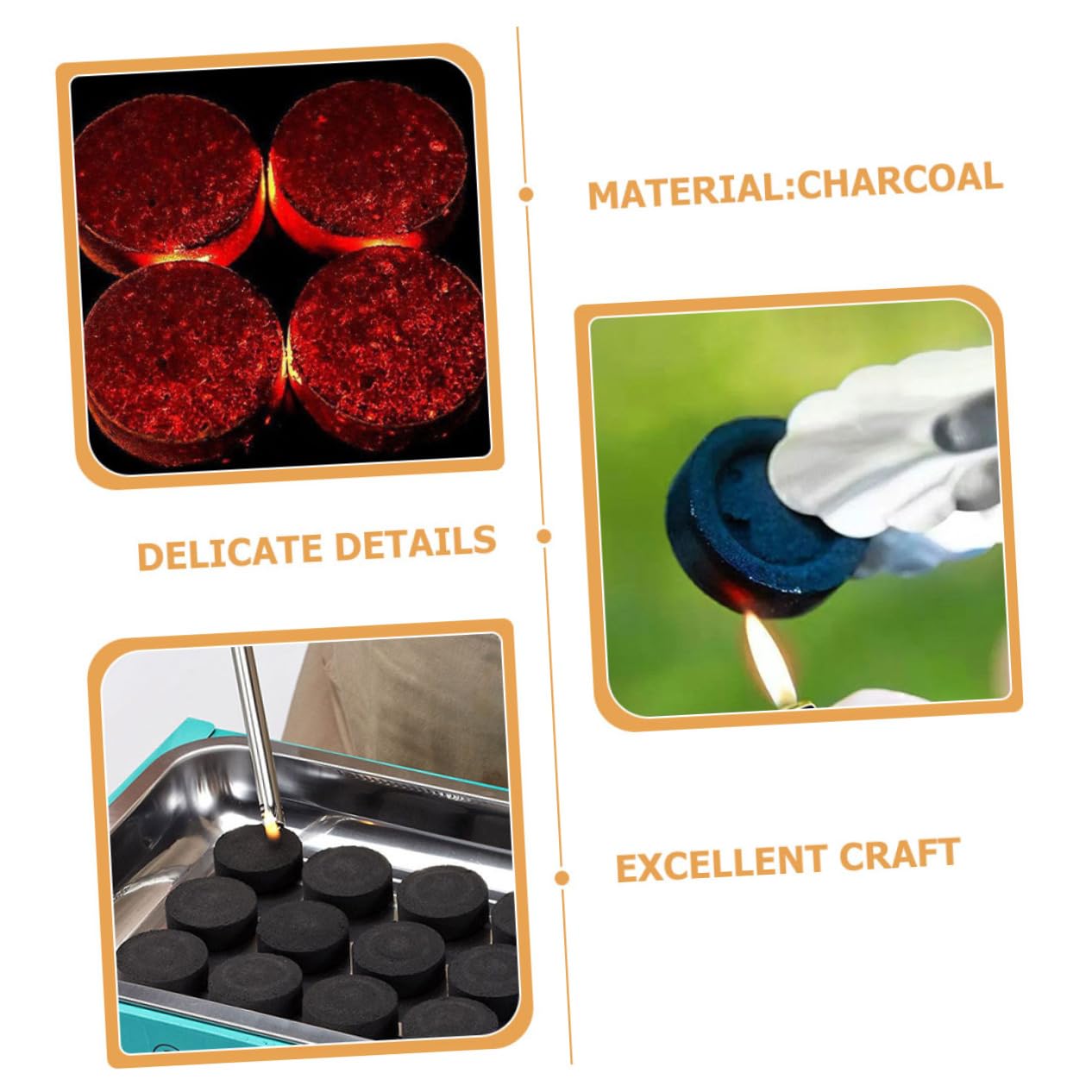 GAROZATION 70pcs BBQ Charcoal Tablets Natural Wood Charcoal Easy for Grilling Perfect for Camping Outdoor Use